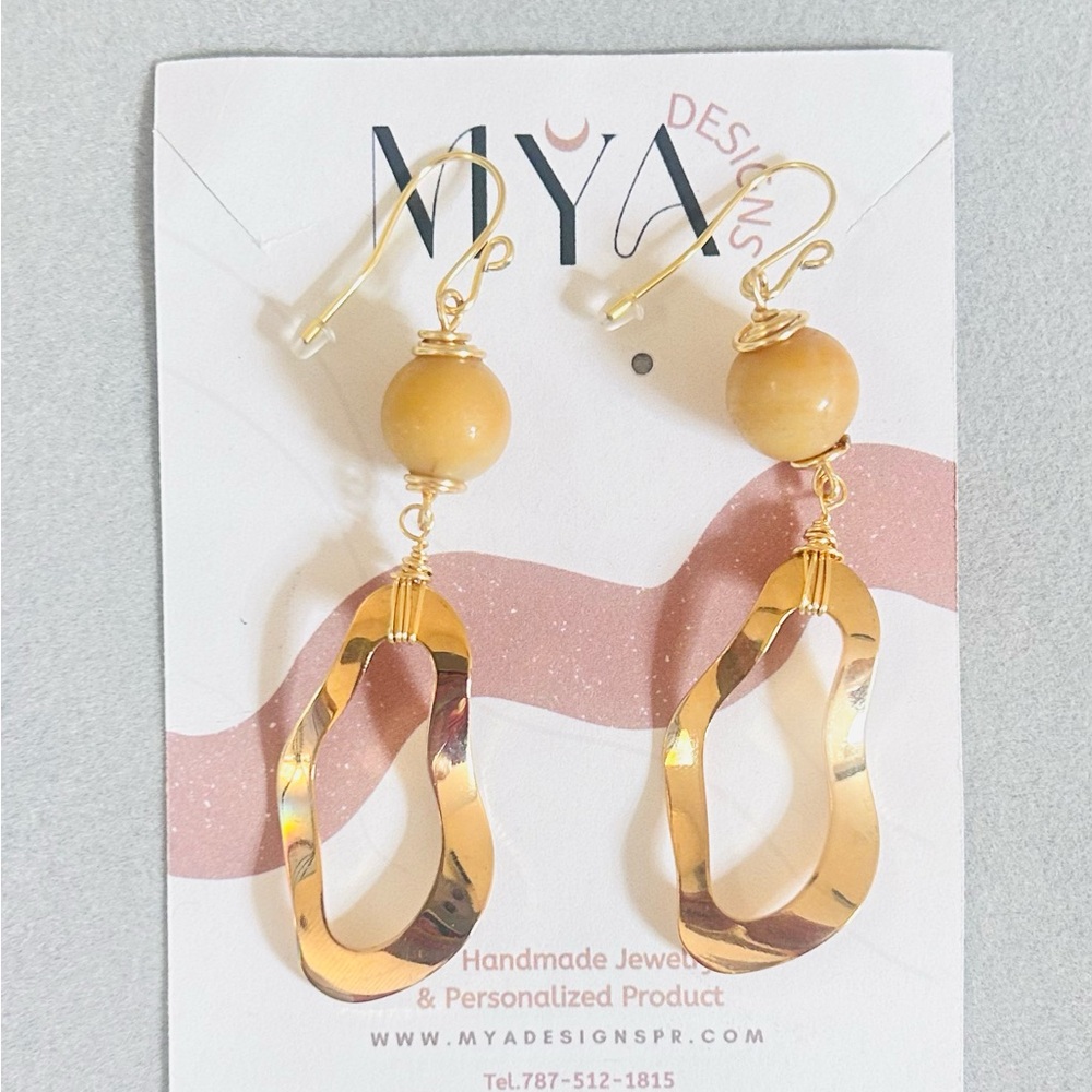 Gold and Tan Jasper Earrings
